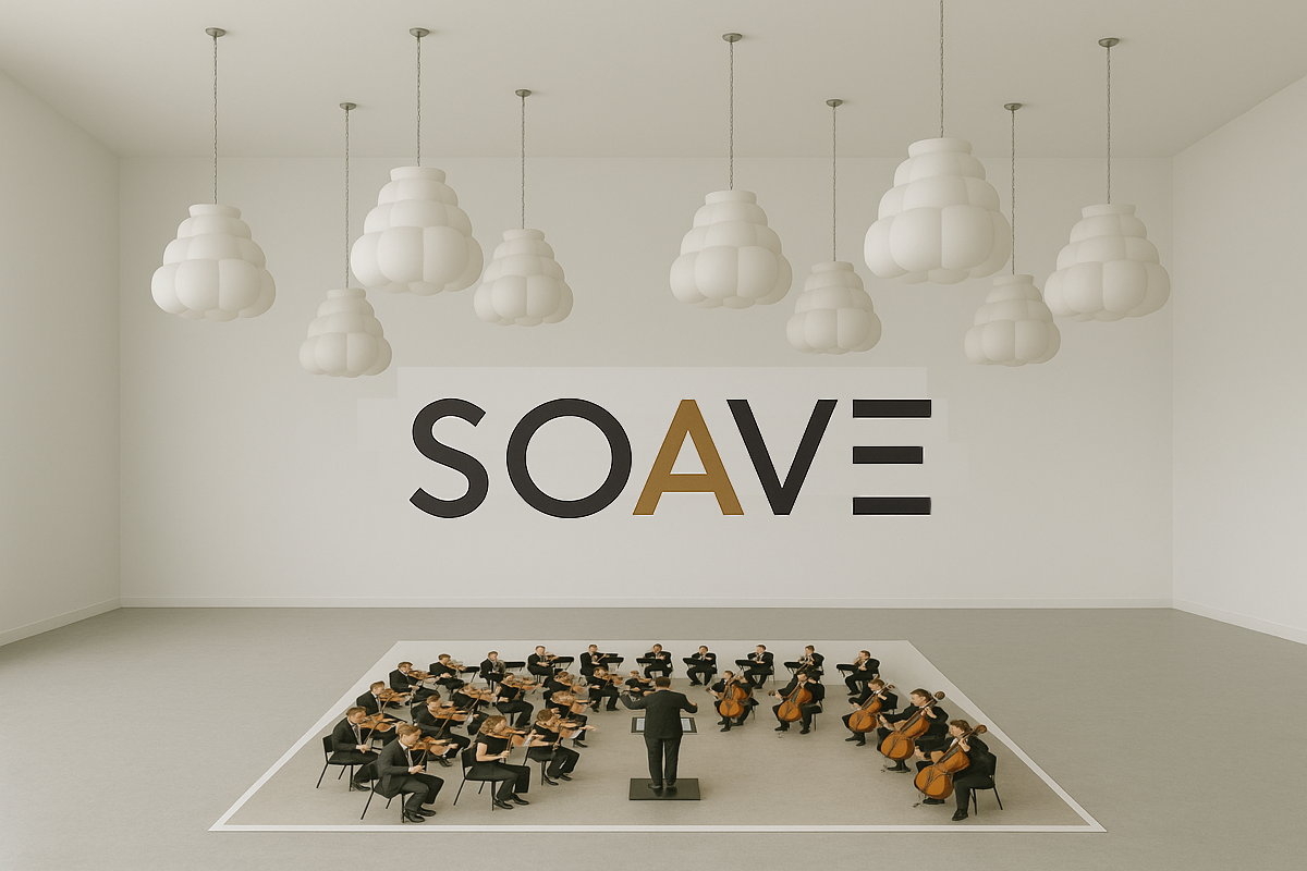 Soluzione museale con nuvole sospese